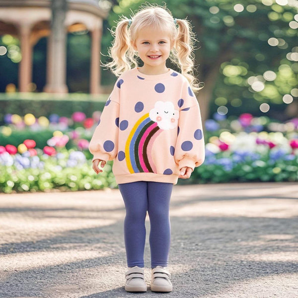 Toddler & Kids Rainbow Polka Dot Sweatshirt and Leggings Outfit - Yarafly