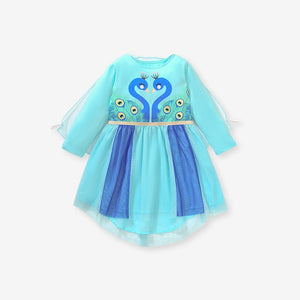 Toddlers & Kids Peacock Princess Dress - Yarafly