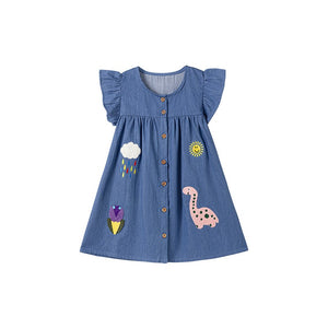Toddler & Kids Whimsical Animal Denim Dress - Yarafly