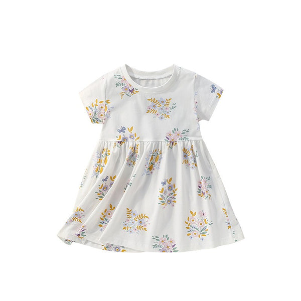 Toddlers & Kids White Floral Print Dress - Yarafly