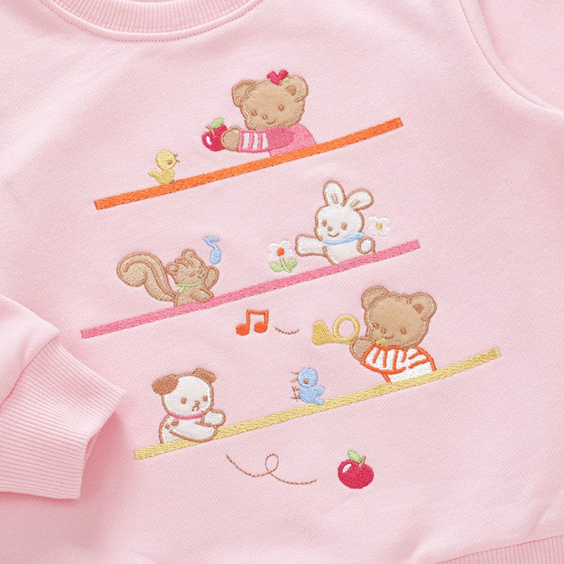 Baby, Toddler & Kids Cute Animal Friends Pink Pullover Sweatshirt for Girls - Yarafly