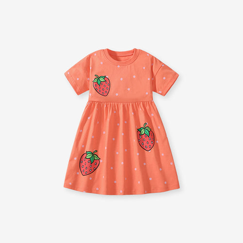 Toddlers & Kids Strawberry Polka Dot Dress - Yarafly