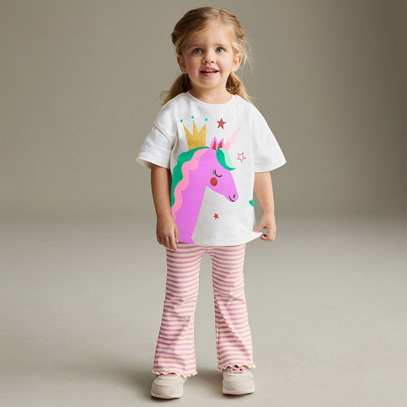 Toddler girl magical unicorn outfit summer 2T-7T Yarafly