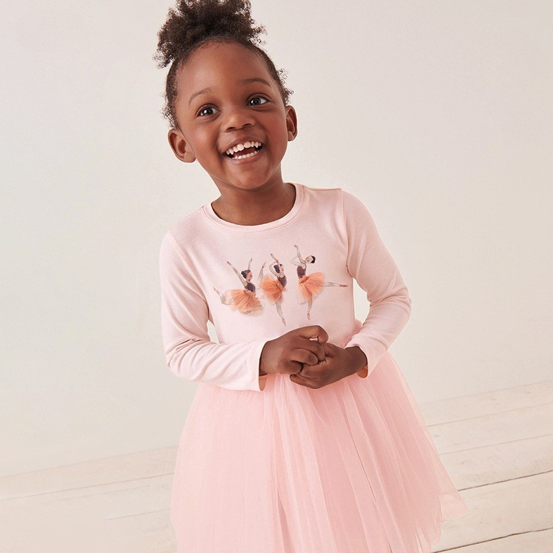 Toddler girl pink ballerina tutu birthday party dress 2T-7T Yarafly