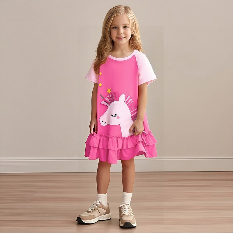 toddler girl pink unicorn ruffle dress Halloween outfit Yarafly