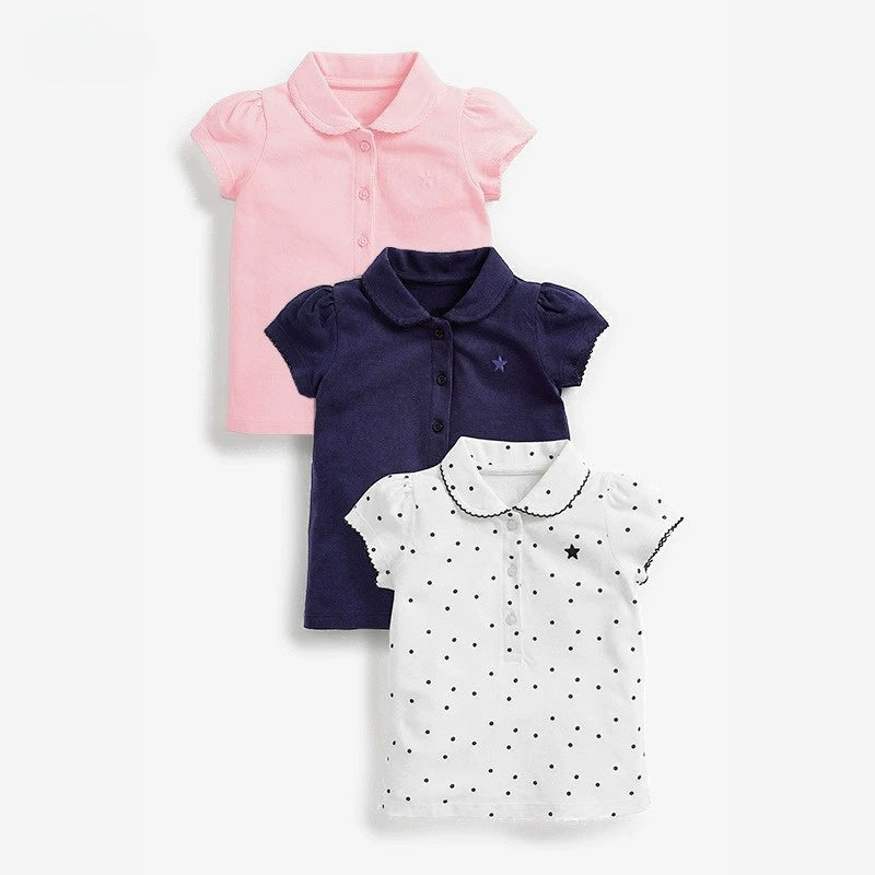 toddler girl classic cotton polo top navy pink white Yarafly capsule wardrobe basics
