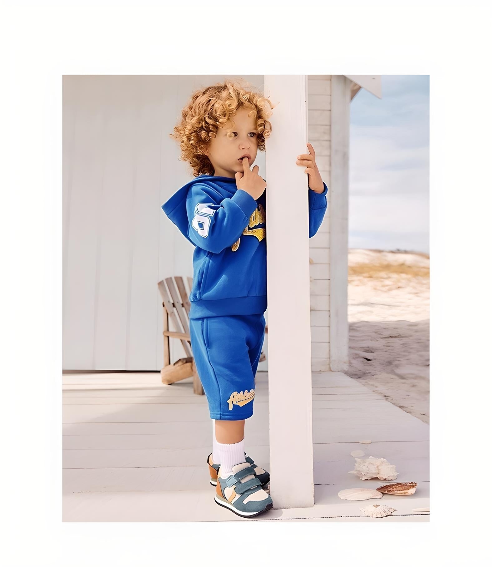 Toddler boy back-to-school hoodie and shorts set, blue athletics style, 2T-6T, Yarafly