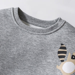 Grey Woodland Animal Appliqu Toddler Kids Sweatshirt image 0