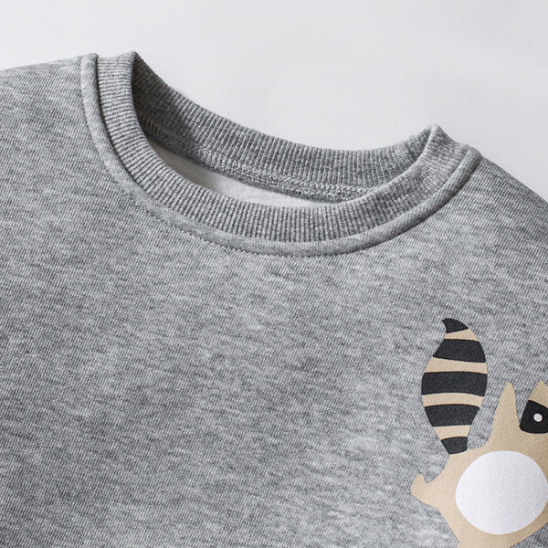 Grey Woodland Animal Appliqu Toddler Kids Sweatshirt image 0