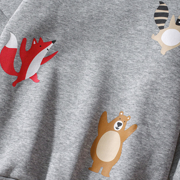 Grey Woodland Animal Appliqu Toddler Kids Sweatshirt image 1