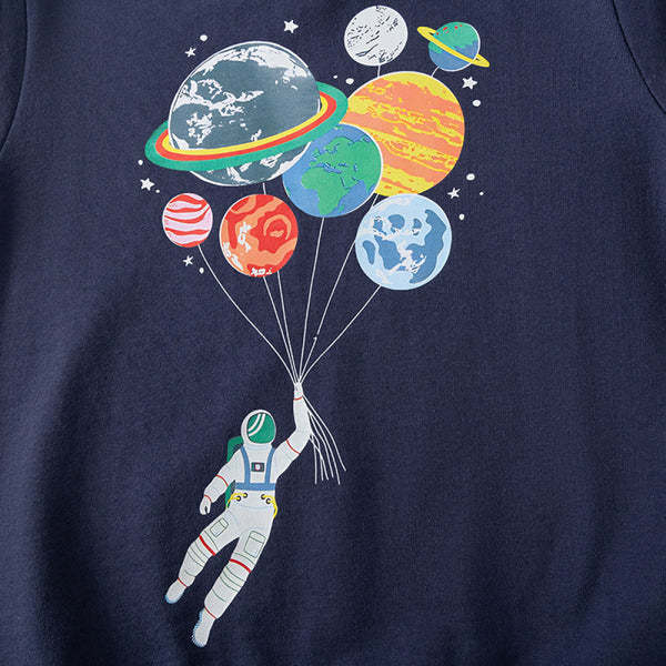 Toddler & Kids Astronaut Space Sweatshirt with Grey Cargo Jogger Pants Outfit - Yarafly
