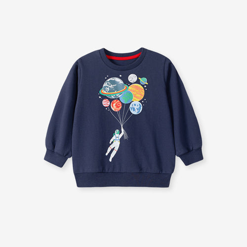 Toddler & Kids Astronaut Space Sweatshirt with Grey Cargo Jogger Pants Outfit - Yarafly