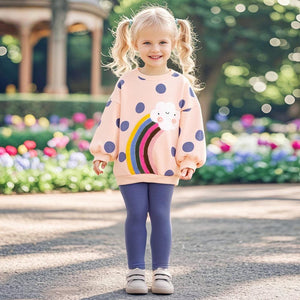 Toddler & Kids Rainbow Polka Dot Sweatshirt and Leggings Outfit
