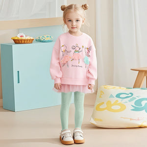 Little maven autumn new girls suit European and American style plus velvet children s suit watermark cartoon girl suit image 3