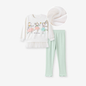 Toddler & Kids Dancing Friends Ballerina Sweatshirt Outfit – Pink or Light Pink
