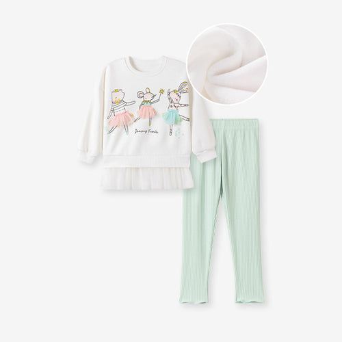 Toddler & Kids Dancing Friends Ballerina Sweatshirt Outfit – Pink or Light Pink