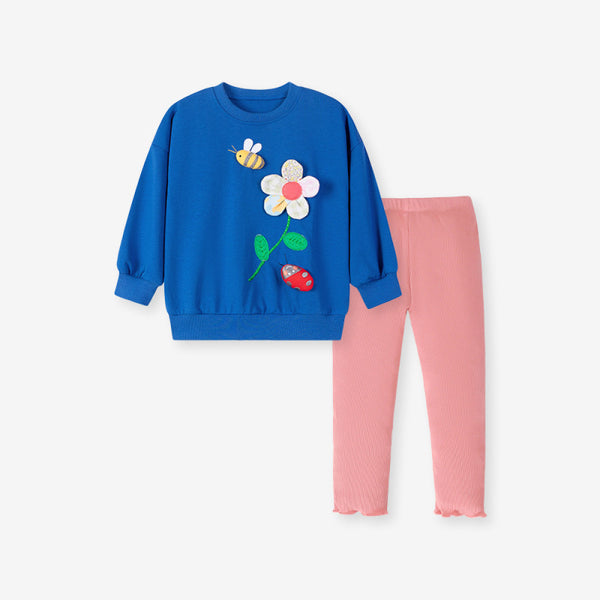 Toddler & Kids Bee and Flower Sweatshirt with Pink Leggings Outfit - Yarafly