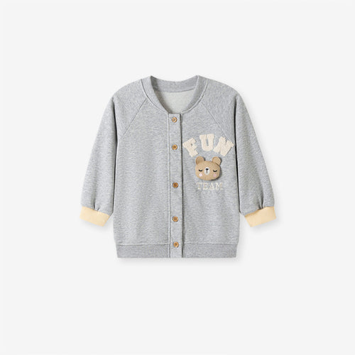 Toddler & Kids Grey Teddy Button-Up Sweatshirt with Cream Pants Outfit - Yarafly
