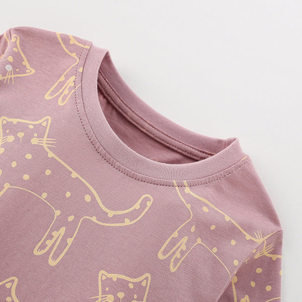Cross border malwee girls home clothes autumn and winter new European and American small and medium sized children s T shirt elastic waist pants round neck suit image 2