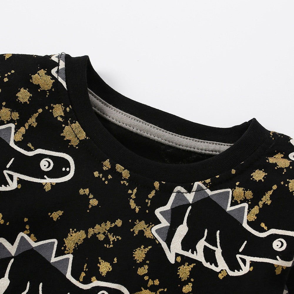 Black Dinosaur Print Pajama Set