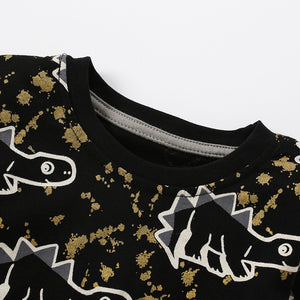 Black Dinosaur Print Pajama Set
