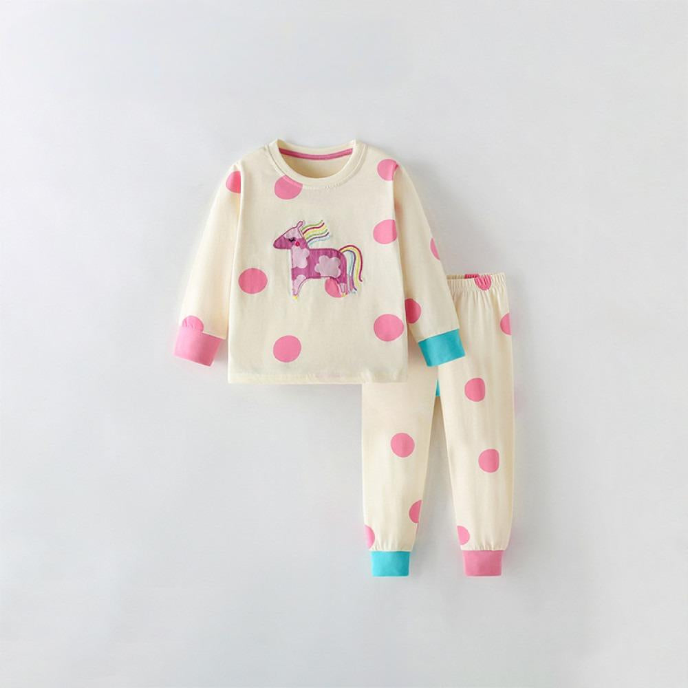 Soft Polka-Dot Unicorn Pajama Set