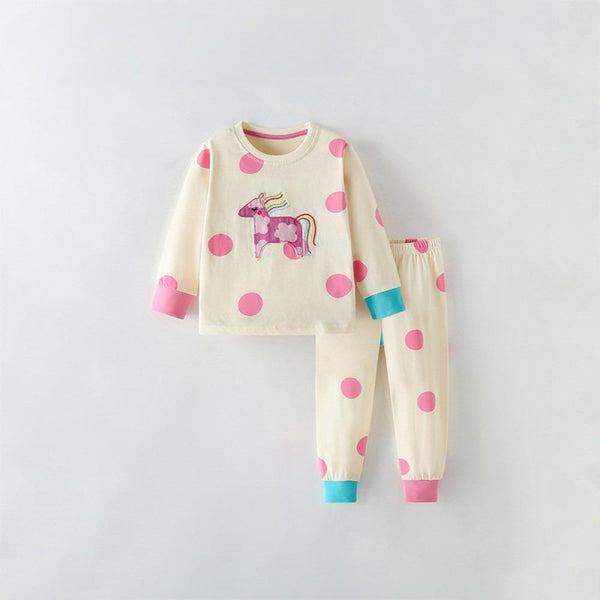 Soft Polka-Dot Unicorn Pajama Set