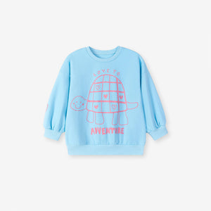 Girls Blue Turtle Sweatshirt Striped Pants Set 2T 7T image 14