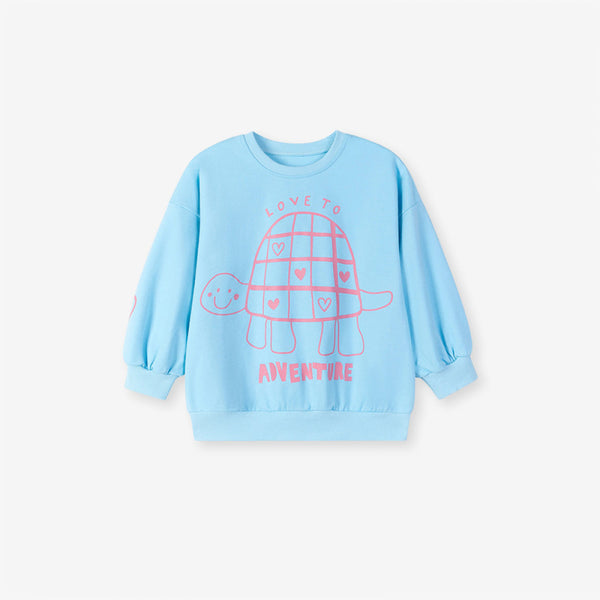 Girls Blue Turtle Sweatshirt Striped Pants Set 2T 7T image 15