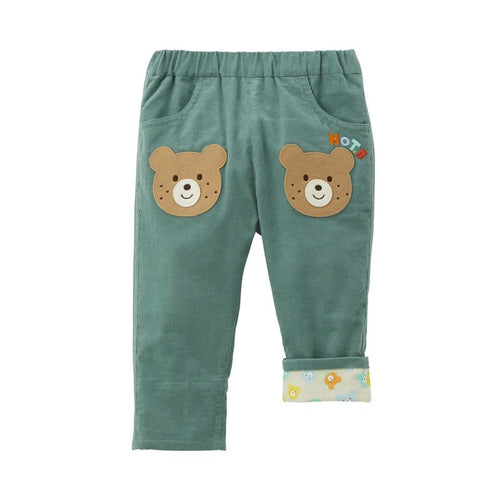 Baby, Toddler & Kids Happy Bear Corduroy Pants Roll-Up Bottoms with Pocket Details for Boys