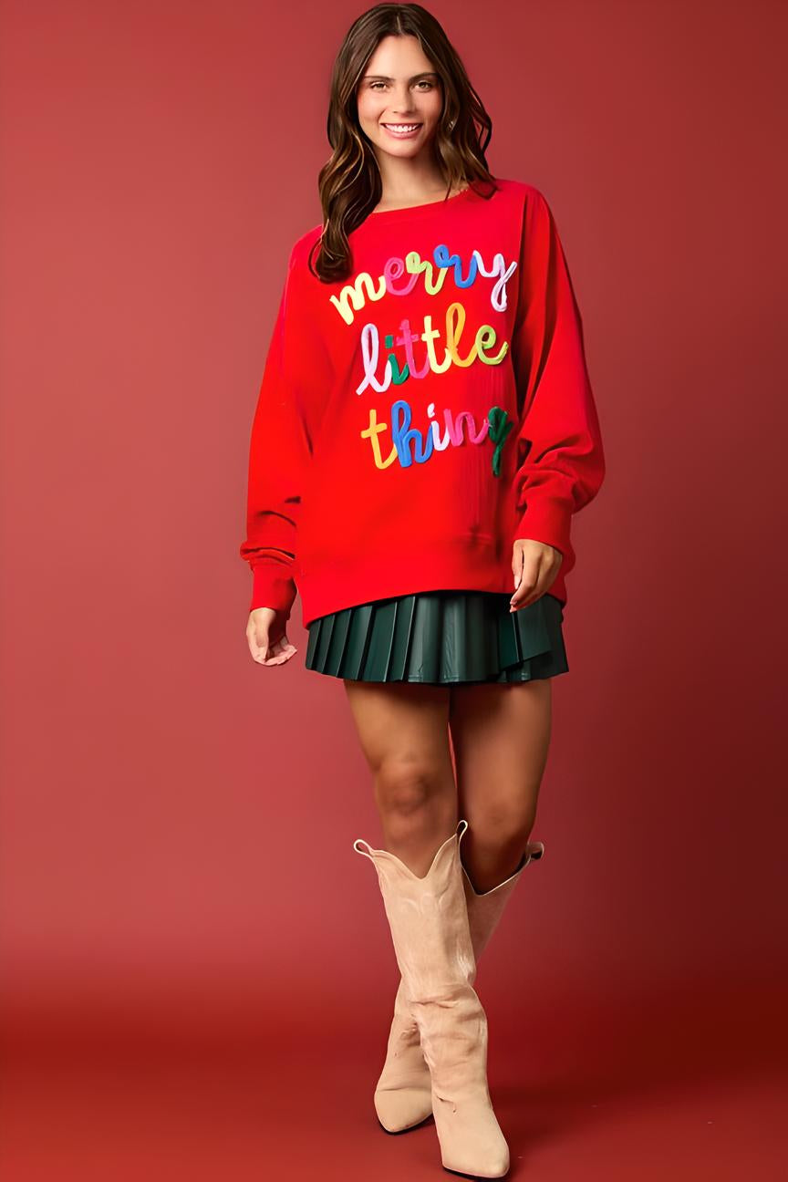 Merry Little Thing Sweater | Rainbow Holiday Pullover | Christmas Fashion - Yarafly 