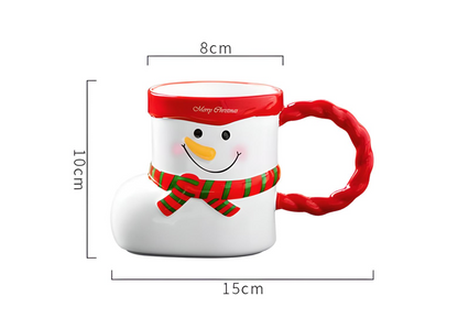 Whimsical Christmas Character Mugs Set - Santa and Snowman Sock Shaped Ceramic Cups - Yarafly 