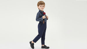 Toddler and Kids Boys Long Sleeve Shirt with Bib Pants Gentleman Suit