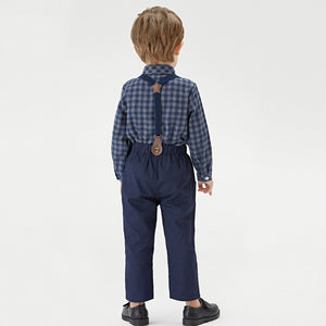 Toddler and Kids Boys Long Sleeve Shirt with Bib Pants Gentleman Suit