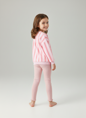 Pink Outfit for Toddler and Kids Girls - Crew Neck Sweatshirt & Pants Set 1
