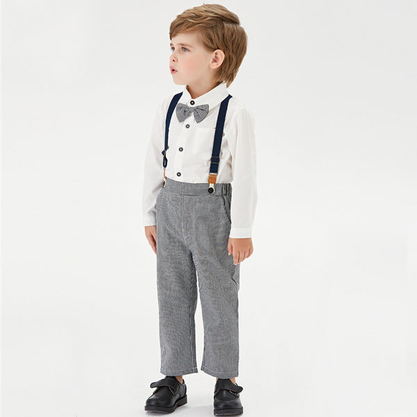 Toddler Boys’ Classic Dress Shirt and Suspender Pants Set (12M–6T)
