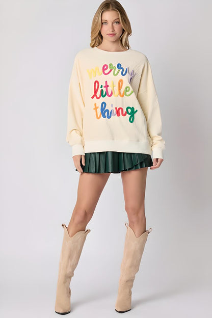 Merry Little Thing Sweater | Rainbow Holiday Pullover | Christmas Fashion - Yarafly 