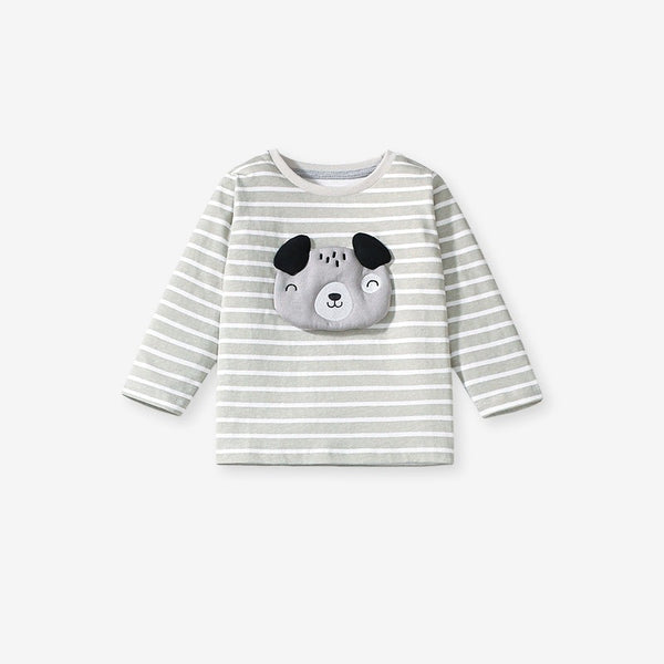 Toddlers & Kids Puppy Face Striped Two-Piece Set