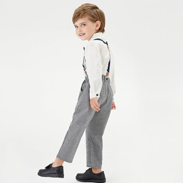 Toddler Boys’ Classic Dress Shirt and Suspender Pants Set (12M–6T)