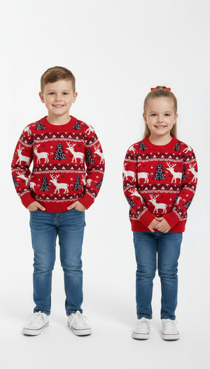 Red Ugly Christmas Sweater for Toddler and Kids - Festive Holiday Pullover