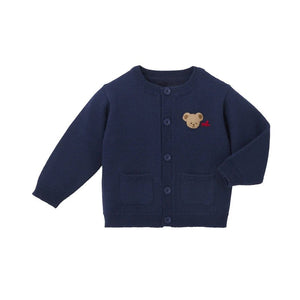Baby, Toddler & Kids Navy Blue Bear Embroidered Cardigan Sweater for Boys