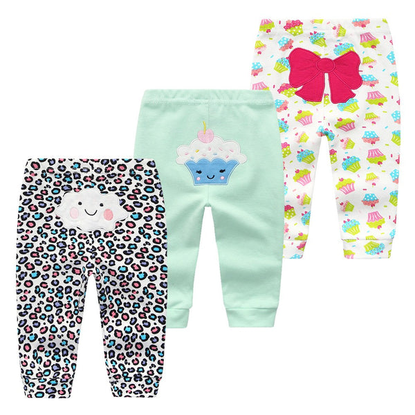 "Mabel" Baby Girl Cotton Sweatpants 3-Pack