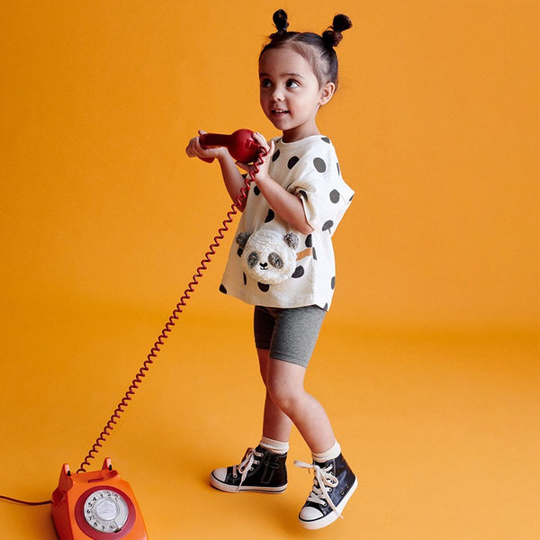 Toddler & Kids Playful Polka Dot Panda Pocket T-Shirt and Shorts Set