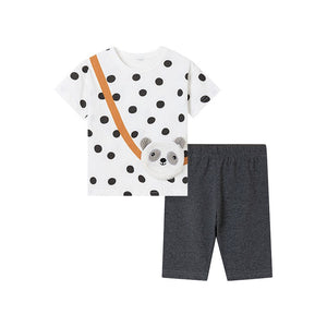 Toddler & Kids Playful Polka Dot Panda Pocket T-Shirt and Shorts Set