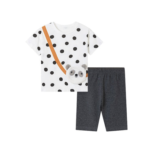 Toddler & Kids Playful Polka Dot Panda Pocket T-Shirt and Shorts Set