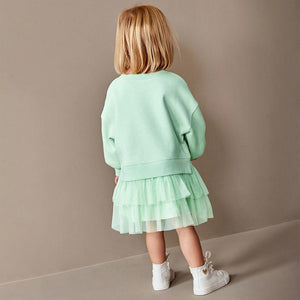Toddler & Kids Girls Mint Green Layered Dress