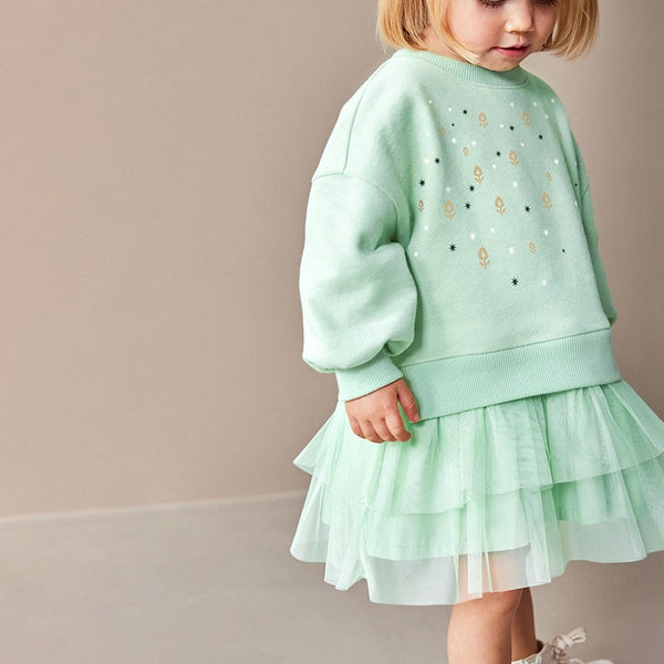 Toddler & Kids Girls Mint Green Layered Dress