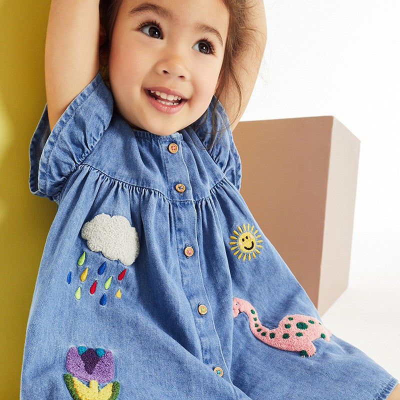 Toddler & Kids Whimsical Animal Denim Dress