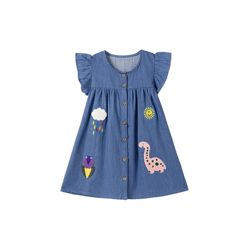 Toddler & Kids Whimsical Animal Denim Dress