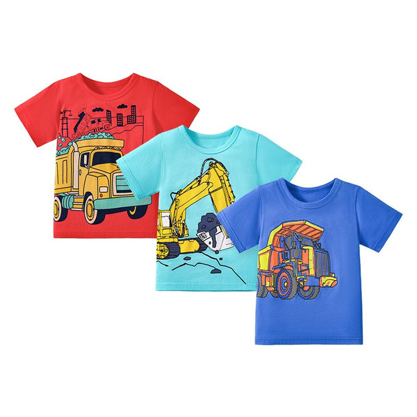 Construction Truck T-Shirts for Toddlers & Kids – Individual or 3-Pack (2T–7T)